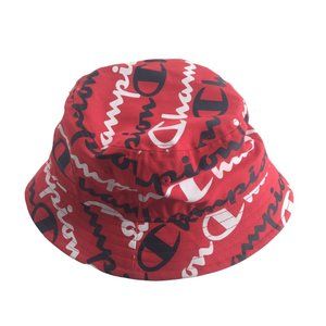 Champion Bucket Hat Red with Blue and White Design Any Size
